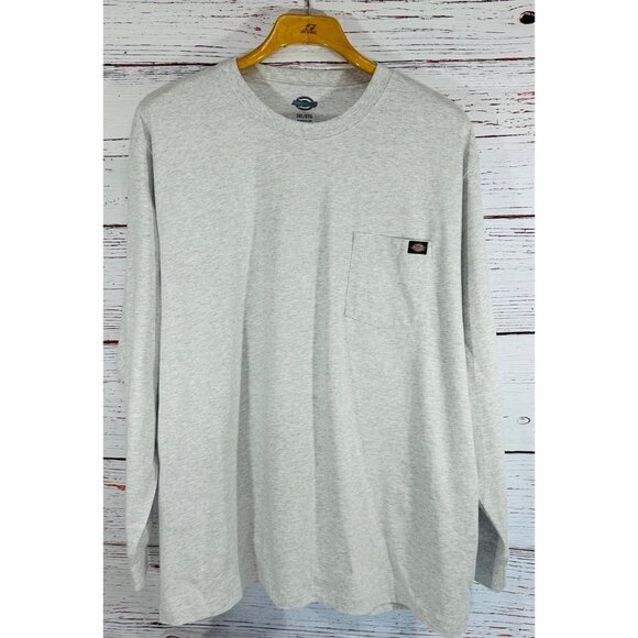 Dickies Mens Grey Long Sleeve Heavyweight Pocket T-Shirt 3XL Workwear - Picture 1 of 8